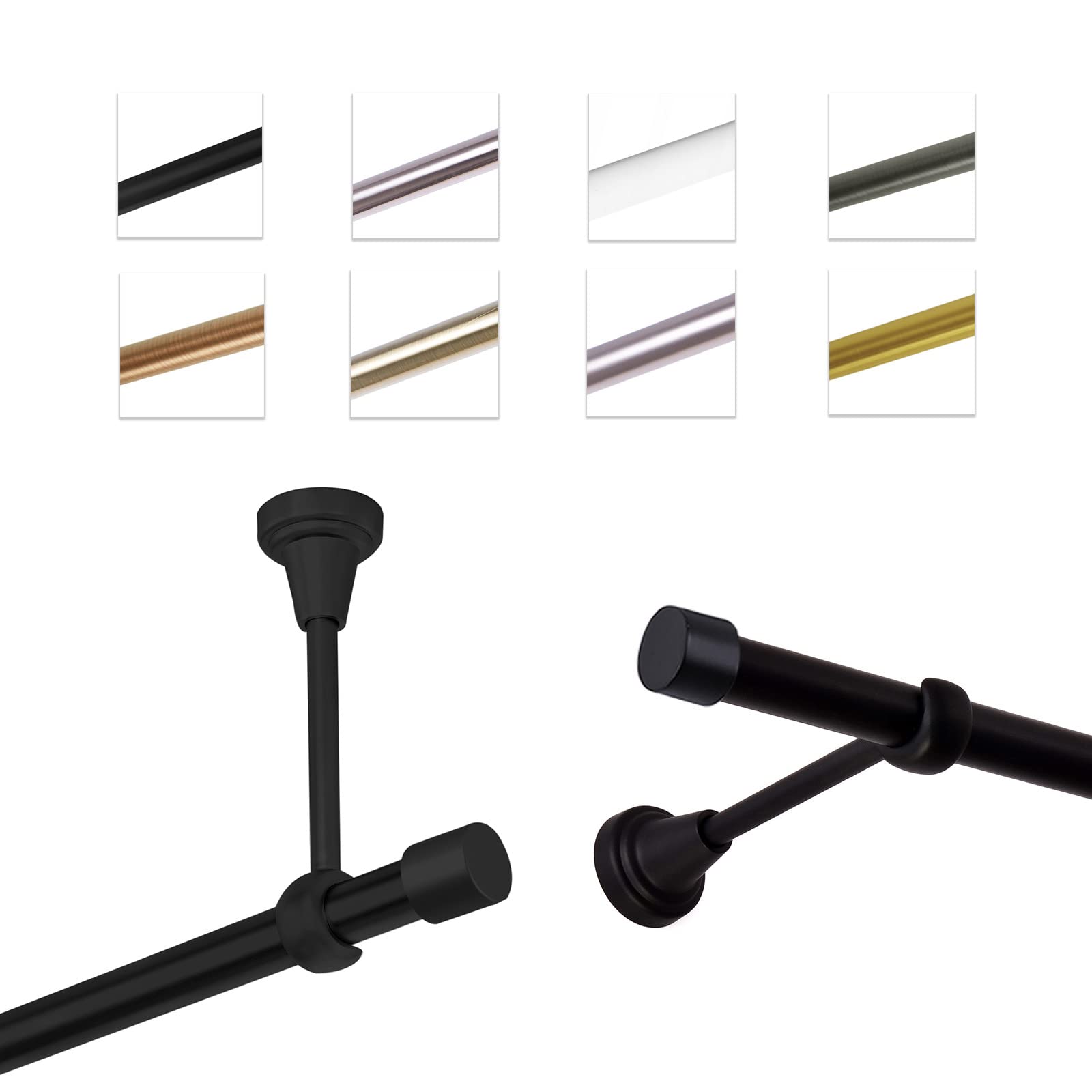 MDEKOR Gardinenstange 540 cm einläufig | Vorhangstange für die Wandmontage oder Deckenmontage Schwarz aus Metall | Gardinenstangenset Ø 19mm