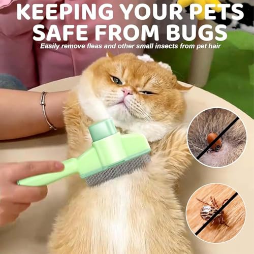 Image of Pet Comb for Cats,Pet Hair Removal Comb Flea Comb with Release Button (Green)