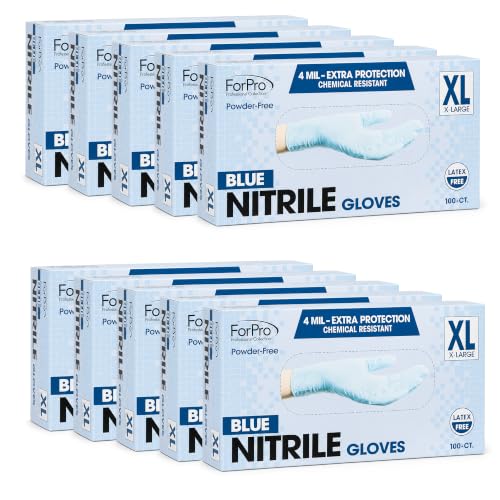 Image of ForPro Disposable Nitrile Gloves, Chemical Resistant, Powder-Free, Latex-Free, Non-Sterile, Food Safe, 4 Mil
