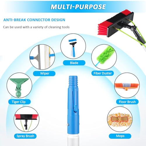 Kit de limpieza de paneles solares de 5 12 m, poste de alimentación de agua con cepillo de 10 m de alcance, ideal para limpieza de ventanas y paneles solares y ligero Equint