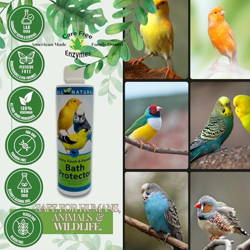 Image of Care Free Enzymes Canary, Finch & Parakeet Bath Protector, 16 oz, Gentle Bird Bath Additive for Pet Birds, Helps Keep Bath Water Clean, Supports Feather Care, Safe for Small Pet Birds