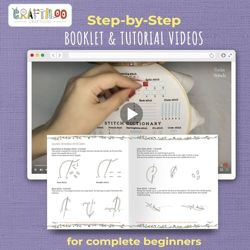 Image of CRAFTILOO Embroidery Kits for Adults Hand Embroidery kit for Beginners with Stamped Embroidery Patterns Starter Embroidery Kit. Needlepoint kit Cross Stitch kit for Teens& Adults Flowers
