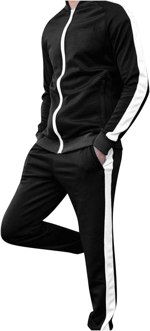 Men's Athletic Tracksuit 2 Piece Set Casual Full Zip Workout Running
