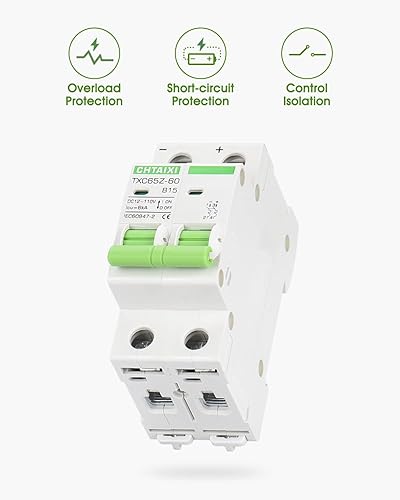 Miniatura 3 de Disyuntor miniatura de 12 V-110 V CC protector de interruptor de batería de 2 polos de 15 amperios para sistema solar fotovoltaico y RV viaje