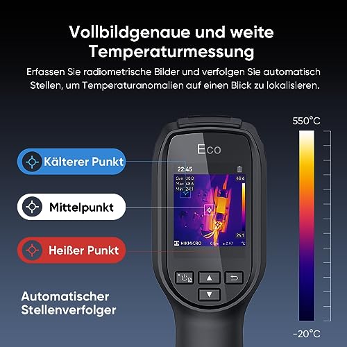 Foto von HIKMICRO Wärmebildkamera SuperIR 240 x 240 IR-Auflösung/9.216 Pixel 25 Hz Bildwiederholrate, -20°C bis 550°C Infrarot-Thermometer, ECO Kompakte handheld Thermokamera mit Laserpointer