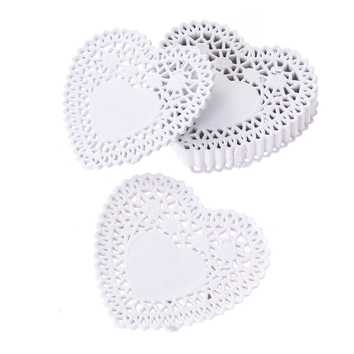 Veemoon 4 Inch Wedding Table Cake Paper Mats 250pcs Paper Doilies for Tables Heart Shape Lace Food Doilies