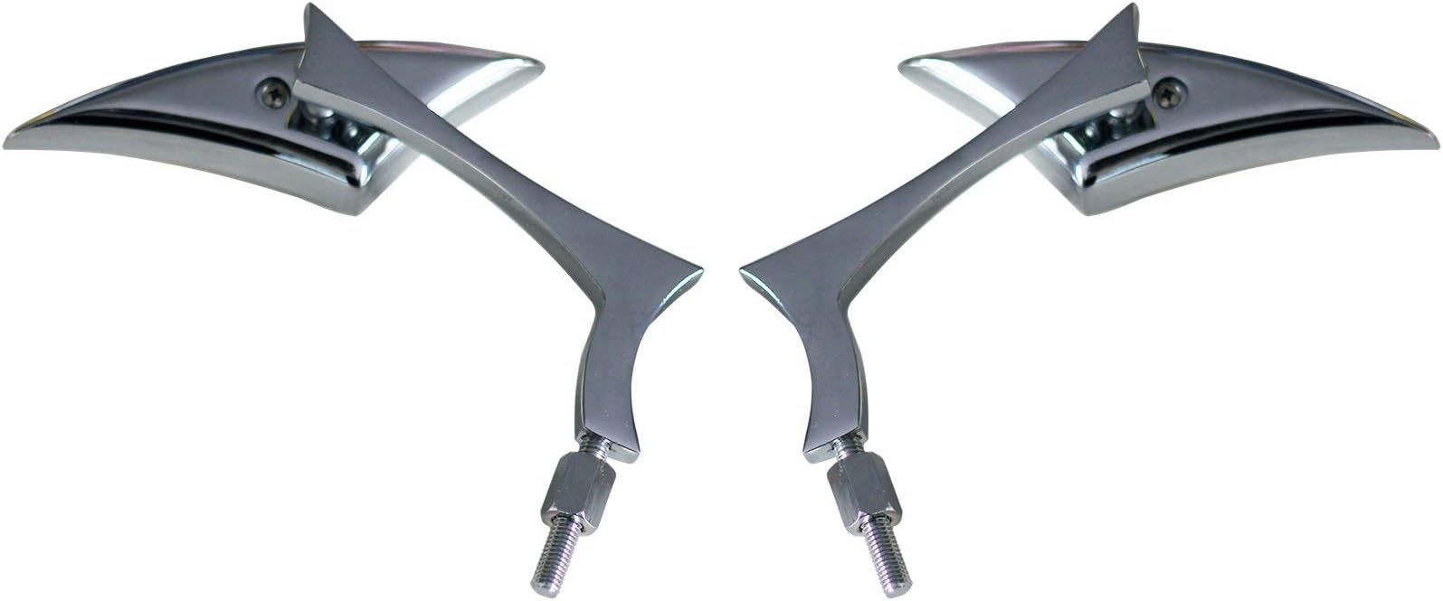 MotorToGo Chrome Sickle Mirror Set with Radical Elbow Stem Motorcycle Mirrors Compatible for 1993 Suzuki Intruder 800