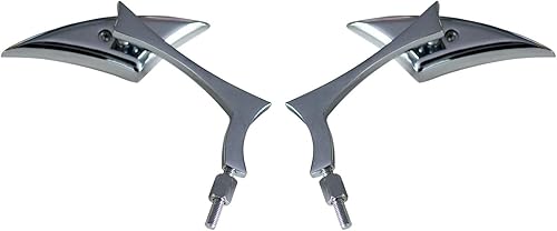 MotorToGo Chrome Sickle Mirror Set with Radical Elbow Stem Motorcycle Mirrors Compatible for 2017 Kawasaki Z900