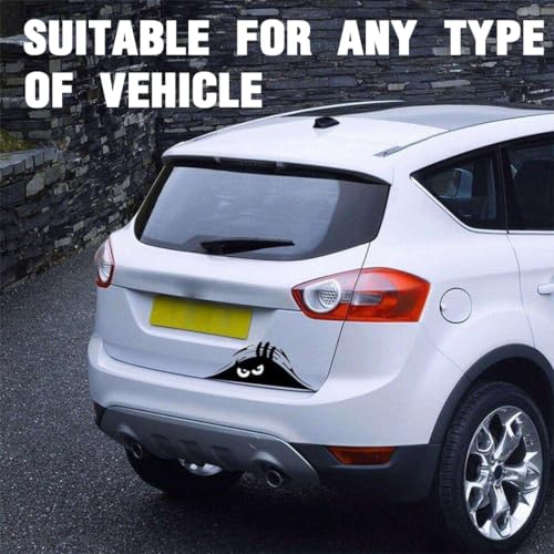 WJRQD 2 Stück Cartoon Funny Peeking Monster aus Vinyl, selbstklebend, Peeking Monster gruselige Augen Autoaufkleber Peeking Elf Decal Wasserdicht Lächeln und Angry Schwarz Aufkleber (schwarz)