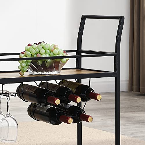 Firstime & Co. Black And Brown Gardner Bar Cart, 2 Tier Mobile Mini Bar, Kitchen Serving Cart And Coffee Station With Storage For Wine And Glasses, Metal And Wood, Modern #TOP6