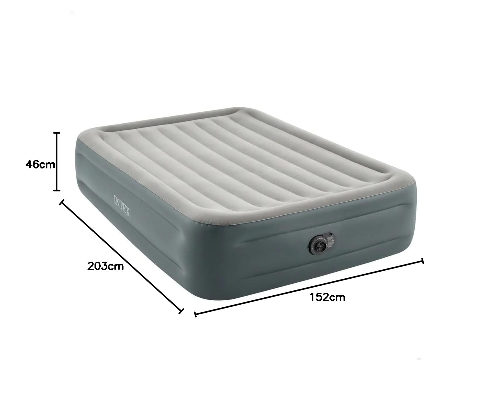 INTEX Queen Essential Rest Lufbett für 2 Personen (152×203×46 cm) max. 272 KG– mit integrierter Elektropumpe – Gästebett aufblasbares Bett Camping Matratze mit Fiber-Tech-Technologie (64126ND)