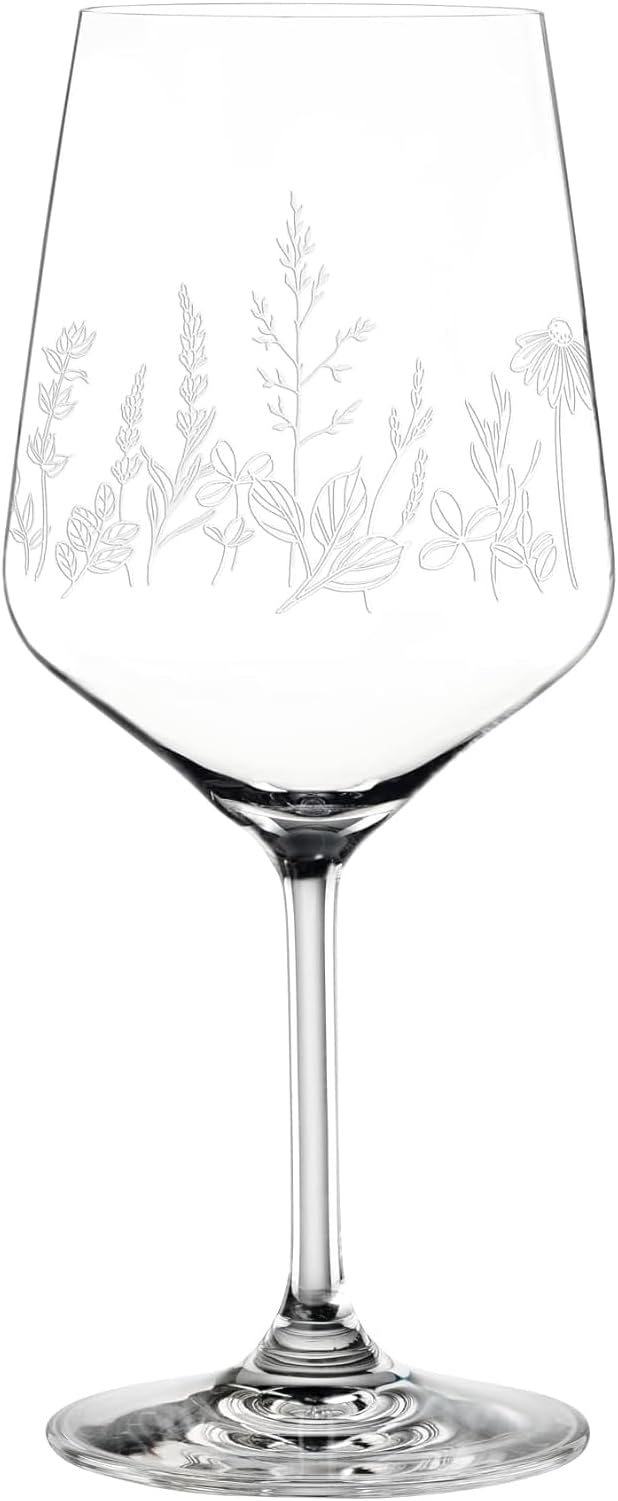 Nachtmann Weingläser 2er Set, 630 ml, Tattoo Botanical, 105722, Spritzgläser mit floralem Design, Weiß, Kristallglas, Aperitifgläser spülmaschinenfest