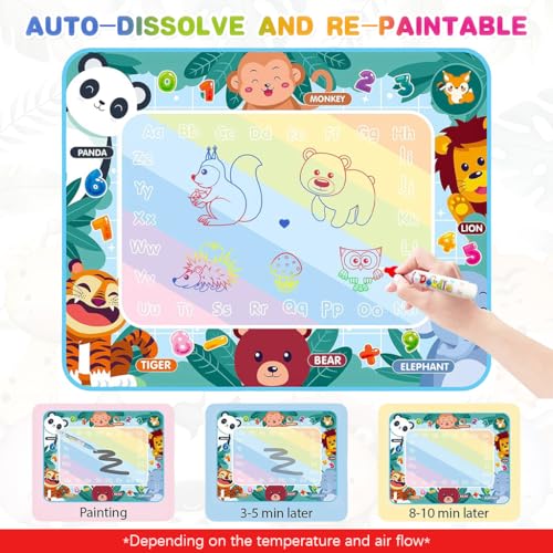 Image of PATPAT Magic Water Doodle Cotton Mat DIY Graffiti Drawing Mats 100x80cm Water Based Graffiti Mats Free Coloring No-Ink Drawing Mat for Toddler Children Gift, Birthday Gift for Kids 1-6 Years Old