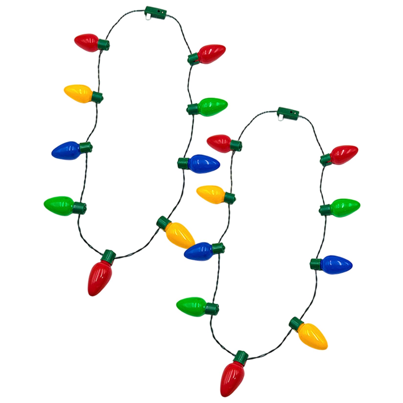 Cakeeyum Multicolor 2Pcs Light Up Necklaces Colorful 9 Led Bulbs Christmas Necklace With 3 Flash Modes Christmas Decorations For Xmas Party Favor Supplies Light Necklace, Up, Ligh