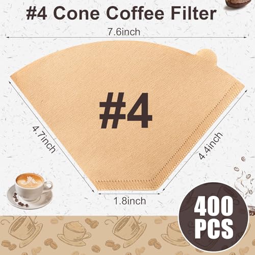 Image of 100 Count #4 Cone Coffee Filters 8-12 Cup Compatible with Ninja Maker | Unbleached, Disposable, Natural Wood Pulp Coffee Filters Compatible with Ninja, Pour Over and Drip Coffee Maker