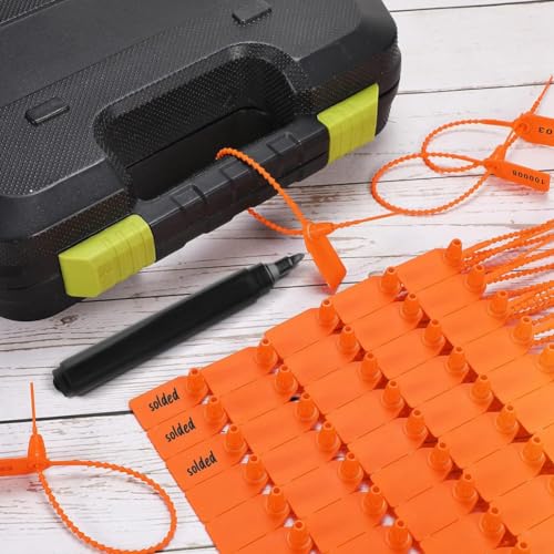1000 Sceaux de Sécurité Orange Attaches Zippées Numérotées