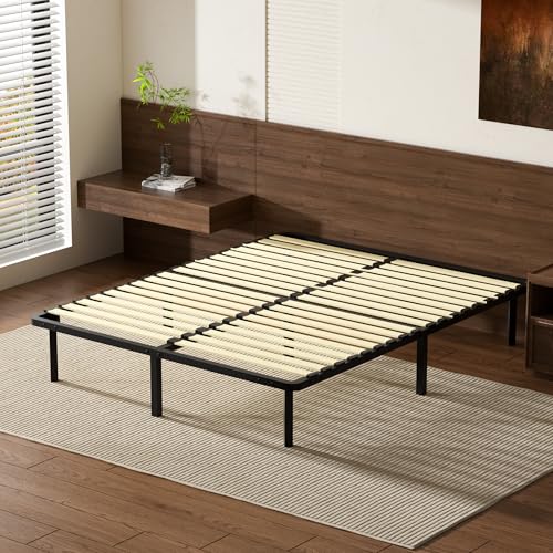 Stanew - Sommier 160x200 cm | Résistant et Confortable | 9 Pieds Inclus | 18 Lattes | Cadre métal laqué époxy | Sommier 1 ou 2 Personnes | Lattes réglables| Montage...