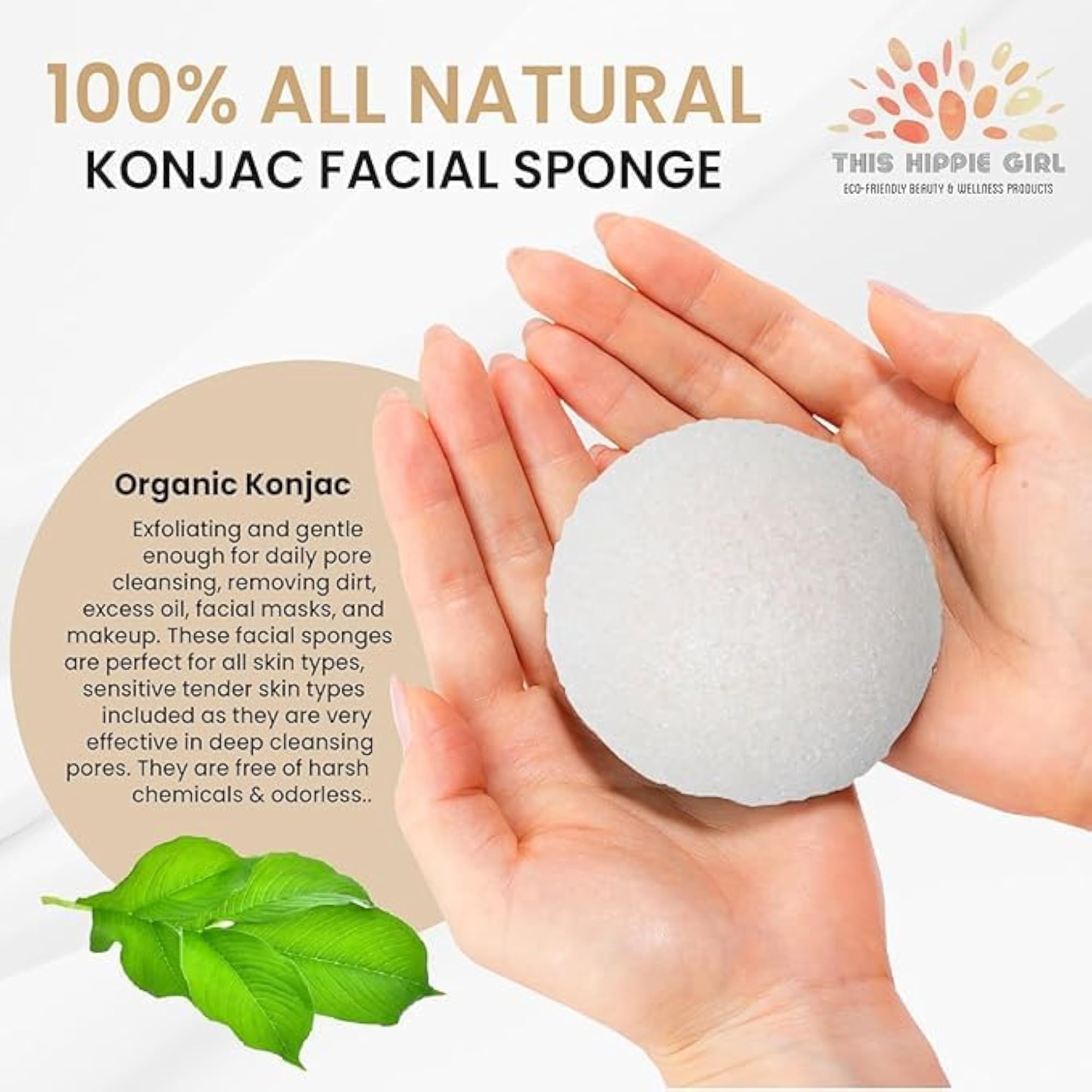 KONJAC Sponge Facial Sponge for Natural Exfoliating