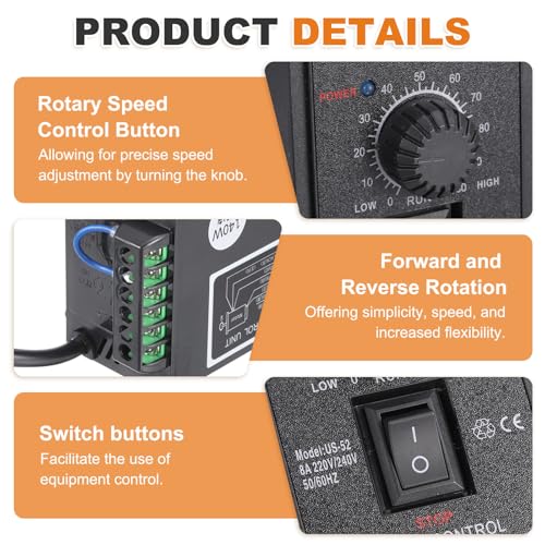 Controlador de motor de CA 6W MECCANIXITY interruptor de marcha atrás y enchufe integrado 4
