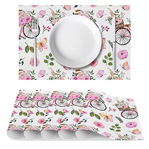 Sets de table lavables pour protéger de la chaleur lot de 6 pièces rose - 3