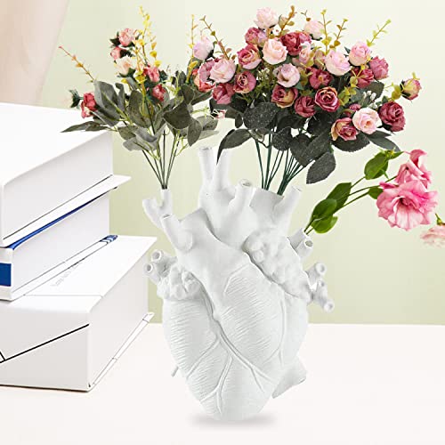 Heart Vase Resin Sculpture, Creative Heart Art Resin Vase Flower Pot Desktop Home Decoration Living Room Desk Table Ornament Decoration Gift Vase Valentine's Day Gift #TOP3