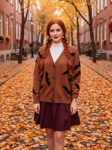 ANRILITA Women's Long Sleeve Floral Print Cardigan V Neck Open Front Button Down Fall Knitted Sweaters3