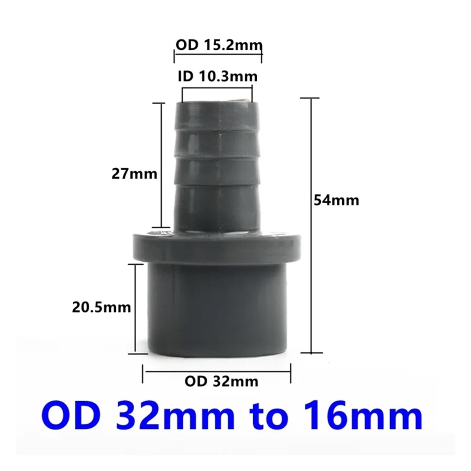 15 szt. Złączy rurowych PCV Pagoda do armatury akwariowej nawadniania ogrodu | Adapter do miękkich złączy węży 20/25/32 mm do 5/25 mm Biały Szary Niebieski(OD 32mm to 16mm,Gery (1PC))