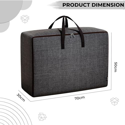Image of Kraptick Cloth Organiser for Storage, Storage Bag for Clothes, Under Bed Storage Bag, Wardrobe Bags for Clothes Storage, Organiser Box for Cloth (Dark Grey) (50cmX35cmX20cm)
