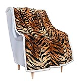 Tirrinia Sherpa Blanket Plush Throw Size 50inch x 60inch Bedding Fleece Reversible Blanket for Bed and Couch, Super Soft Comfy Warm Fuzzy TV Blankets - Tiger