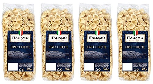 Italiamo: "Orecchiette" Durum Wheat Semolina Pasta 17.6 Ounce (500gr) Packages (Pack of 4) [ Italian Import ]