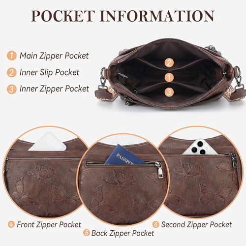 Image of BELTANA Crossbody Bags for Women Trendy Vegan Leather Hobo Purses Medium Butterfly Cross Body Purse with Wide Strap | Adjustable Strap