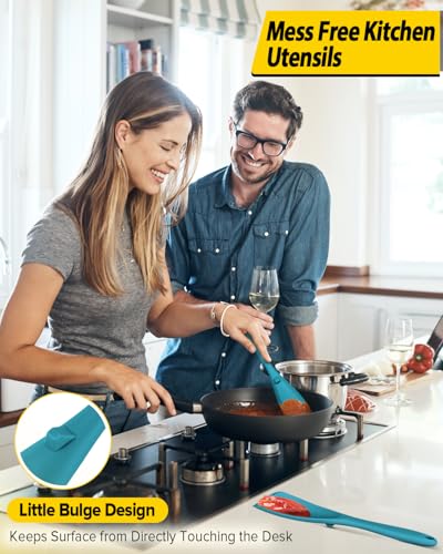 Image of BUNDLEPRO Silicone Cooking Spoons for Nonstick Cookware, One-Piece, 2 Pack