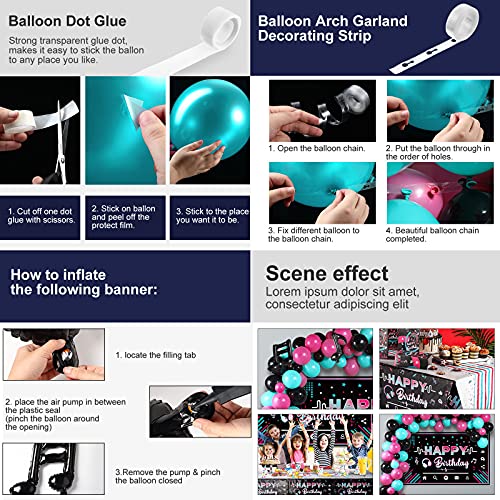 Music Happy Birthday Party Decorations Musical Social Media Birthday Party Supplies Includes Backdrop Tablecloth Music Note Balloons And Latex Balloons For Girls Music Birthday Party Photography #TOP3