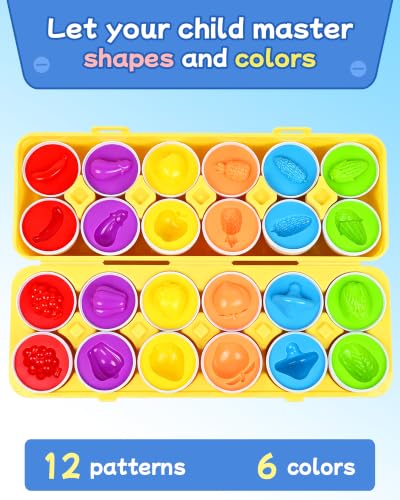 Image of Tinabless Matching Eggs, Fruit and Vegetable Matching Toy for Toddlers 1-3 | Fruit & Vegetable Recognition, Matching Skills, Fine Motor Practice, Learning Puzzle for Toddlers 18 Months+