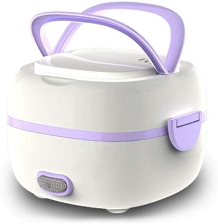 Multifunctional Electric Lunch Box, Mini Rice Cooker, Portable Food Heater Steamer with Stainless Steel Bowls, Egg Steaming Rack, Spoon, Measuring Cup for Use in Office Outdoor School