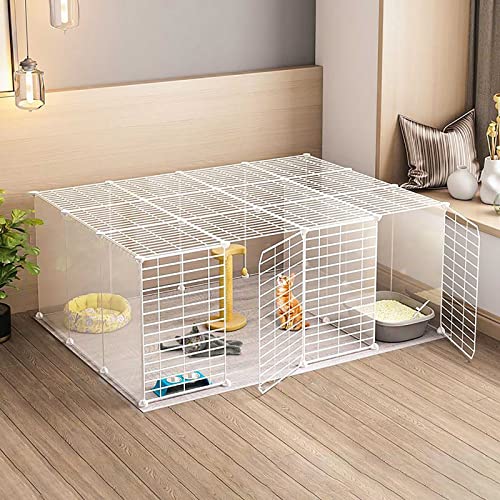 Cage pour chat modulable en métal avec enclos intérieur amovible