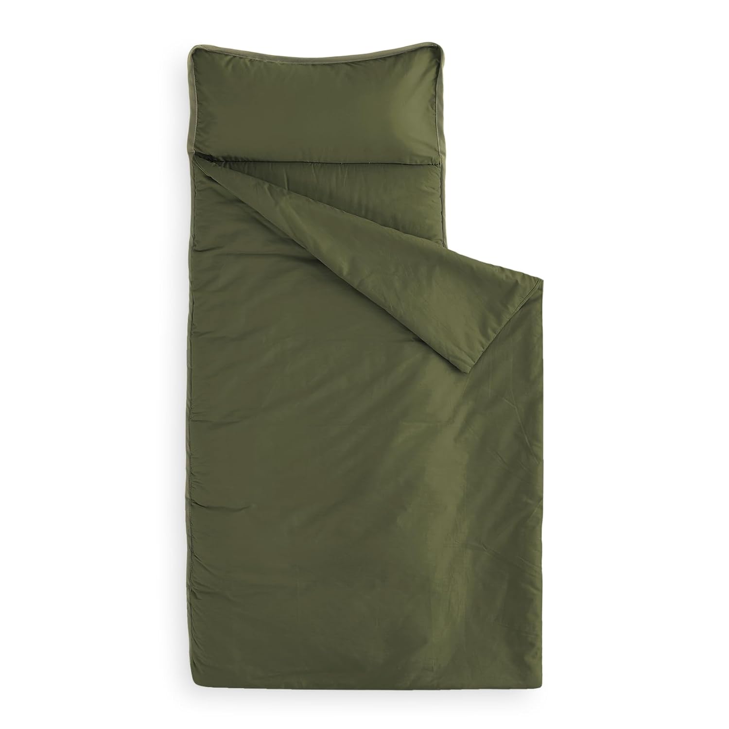 Wake In Cloud - Toddler Nap Mat with Pillow and Blanket, for Kids Boys Girls Ages 3 Plus in Kindergarten Daycare Preschool, Roll Up Sleeping Bag, Solid Color, Olive Green, Standard