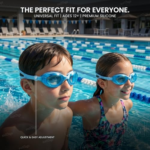 Image of Zest 4 Toyz Swimming Goggles for Kids and Adults with Adjustable Strap Anti-Fog UV Protection Lens Air Tight Comfortable Silicone Frame for Swimming Pool - Sky Blue