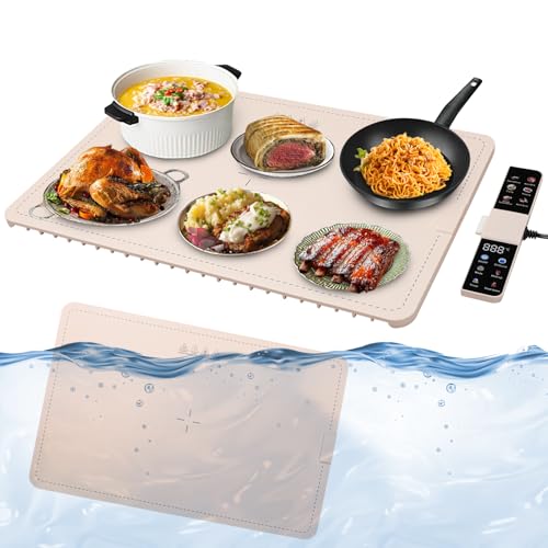 Food Warming Mat,Silicone Heating Mat for Food,with 7 Temperatures Setings,Foldable,Roll Up Electric Warming Tray for Parties, Gatherings,Buffet and Everyday Use
