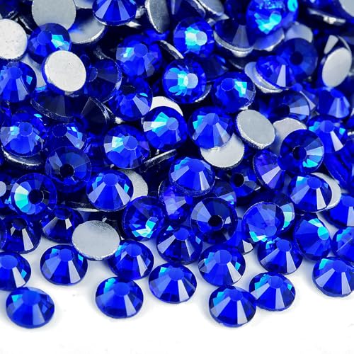 Image of Sapphire Flatback Rhinestones for Bedazzling Round Glass Gems for Nails Art and Crafts 2880pieces Mixed SS6-20,0.07-0.18inches