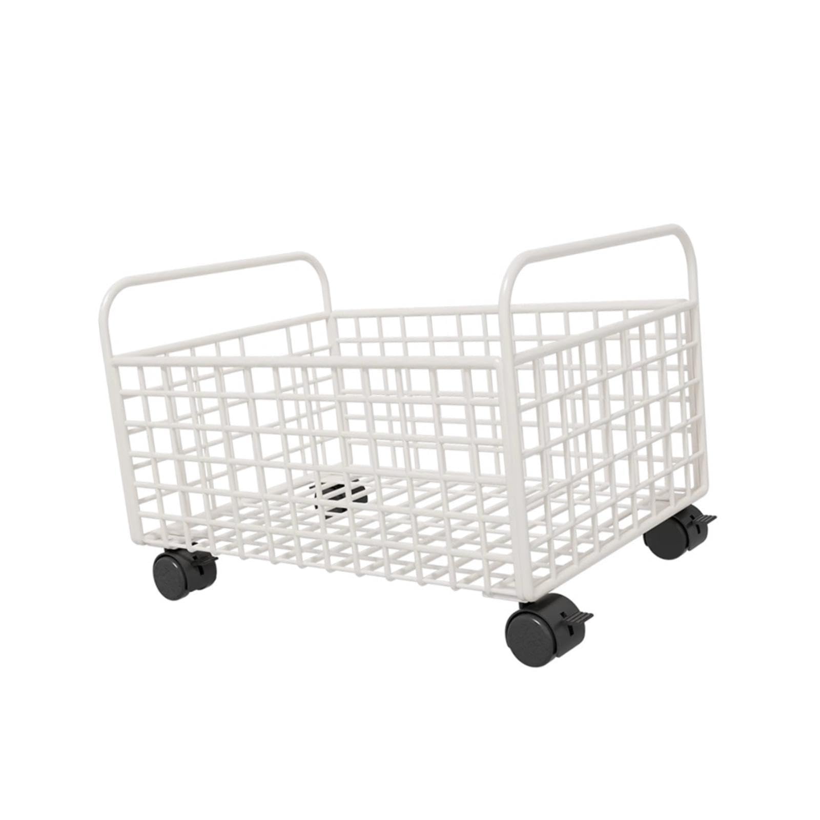 Oshhni Carrito utilitario con Ruedas, contenedor de Almacenamiento de Malla metálica, Organizador de Archivos Debajo del Escritorio con Ruedas para, Blanco, 25 Cm X 38 Cm X 26
