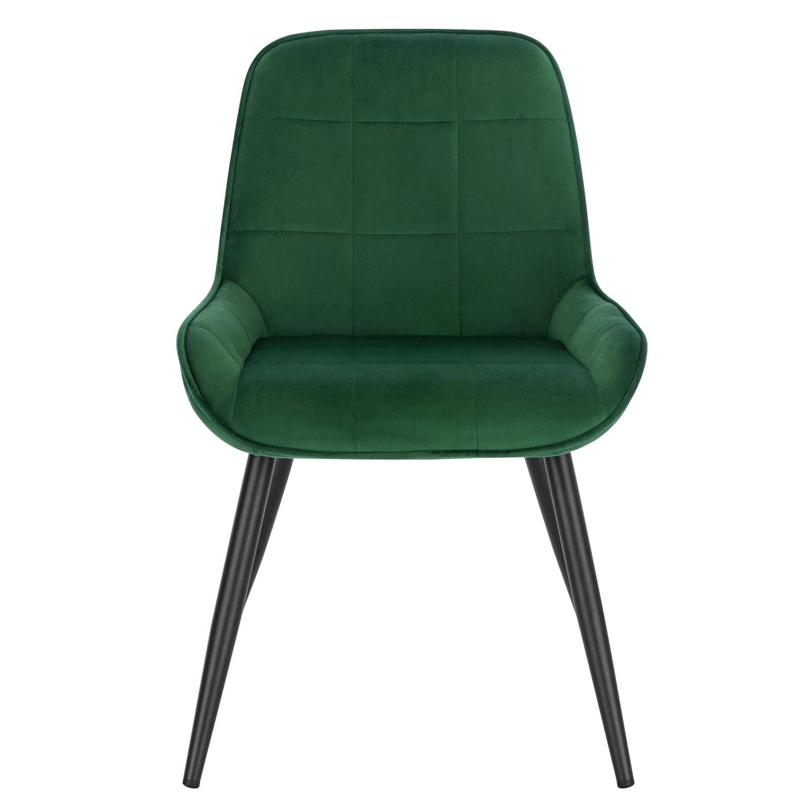WOLTU Set di 2 Sedie da Pranzo, Sedie Ergonomiche, Poltroncine Imbottite | Schienale Curvo, in Velluto e Metallo, per Salotto, Ufficio, Camera da Letto, Verde Scuro