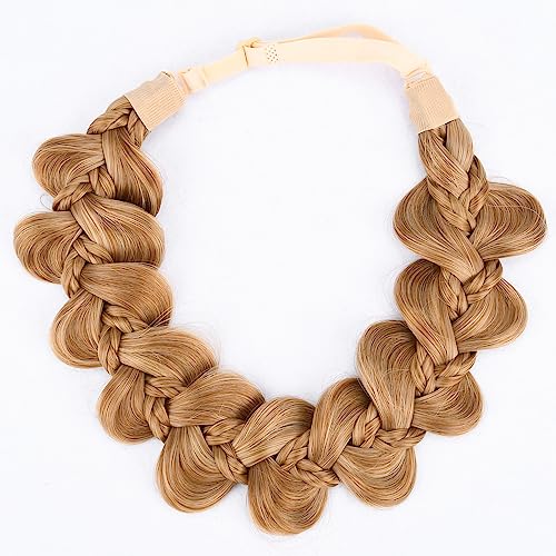 BOBIYA Kinky Gourd Synthetic Hair Braided Headband Wide Plaited Braids Elastic Stretch Plait Hair Headband (Golden Brown) - Image 2