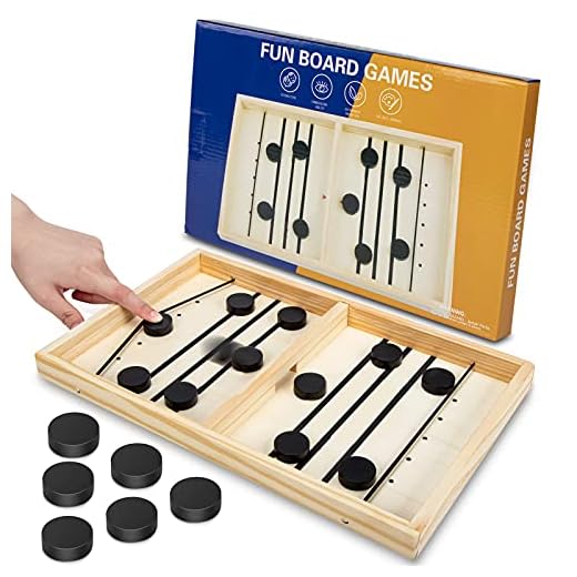 iNeego Fast Sling Puck spel, trähockeyspel, vinnare brädspel skrivbord strid slangbella interaktiv leksak för barn vuxna (35 x 22 cm)