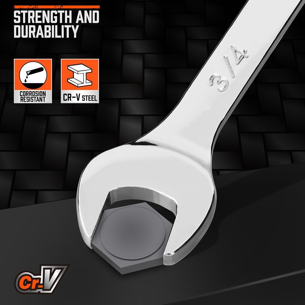 HORUSDY 12-Piece SAE Wrench Set, Silver, 1/4" - 3/4" - Image 3