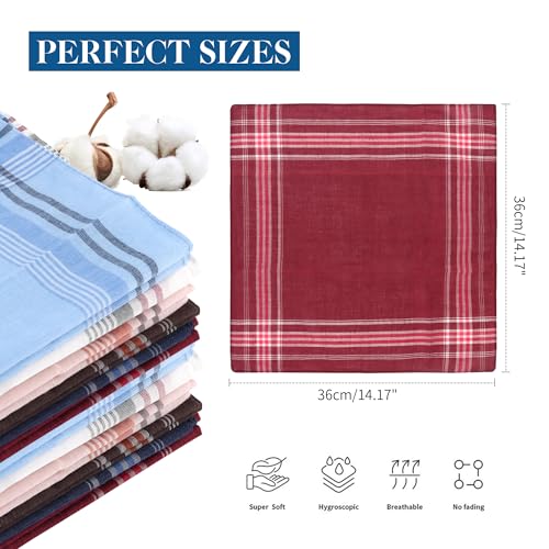 Pañuelos Hombres Bolsillos,12 Piezas Pañuelo de Bolsillo Cuadrado Suaves de Algodón de Tela Regalo para Hombres para Negocios y Ocio - imagen 2
