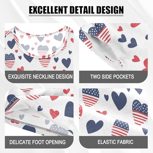 July 4th Independence Day Heart Pajama Set Pajamas Sleepwear Nightwear Loungewear Clothes Set B04045834