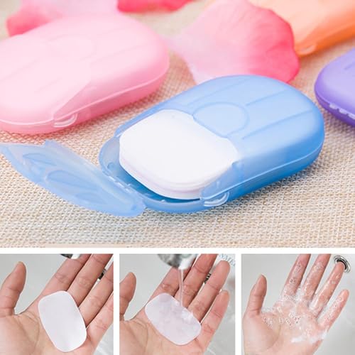 Image of Compact & Portable Paper Soap Sheets - 20 Sheets in a Travel-Friendly Box, Assorted Colors for Hygiene Anywhere