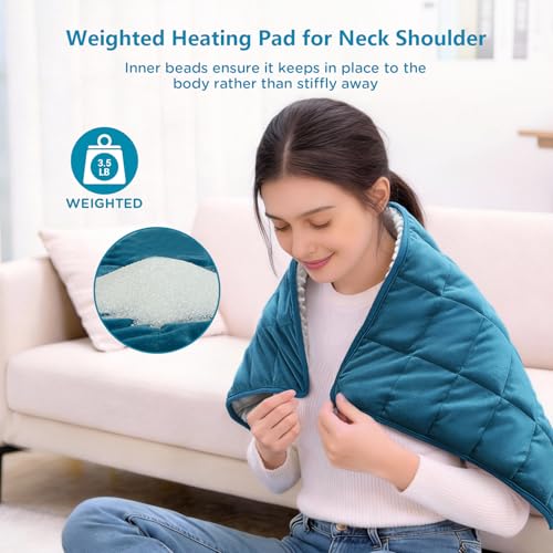 Image of Comfytemp Weighted Heating Pad for Back & Period, FSA Eligible Extra Large Electric Heat Pad, 3.5 lb HSA Approved Neck Shoulder Heated Pads, Fathers Day Dad Gifts for Husband Birthday, Auto-Off, 17x33