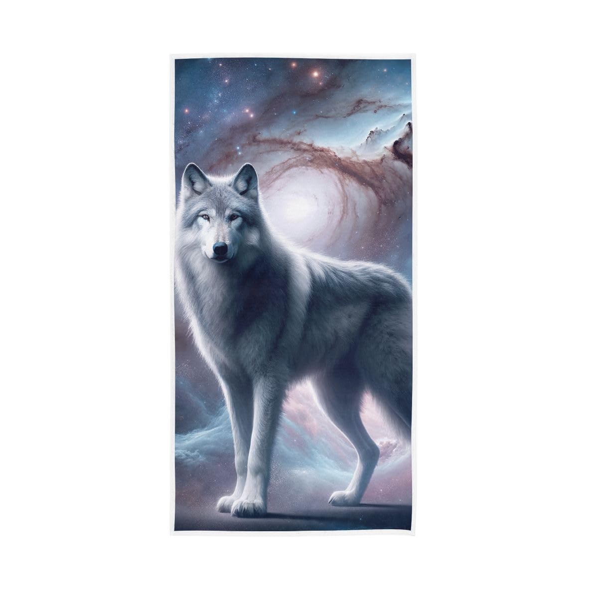 LSRCPD Wolf Walking on Galaxy Hand Towel Soft Washcloths Lightweight Towels 15 x 30 Inch